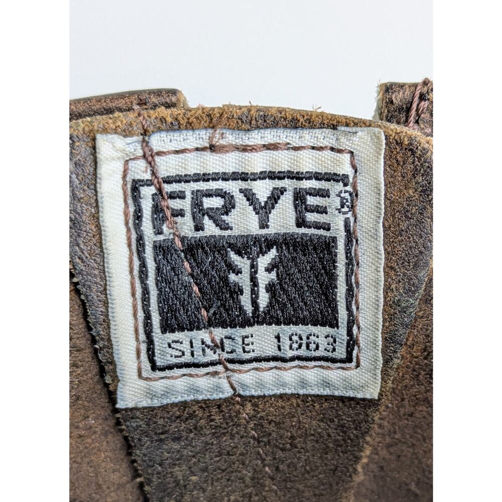 Frye Engineer 12R Boots 8 Brown Leather Tall Moto Buckle Vintage Patina USA - Picture 2 of 16